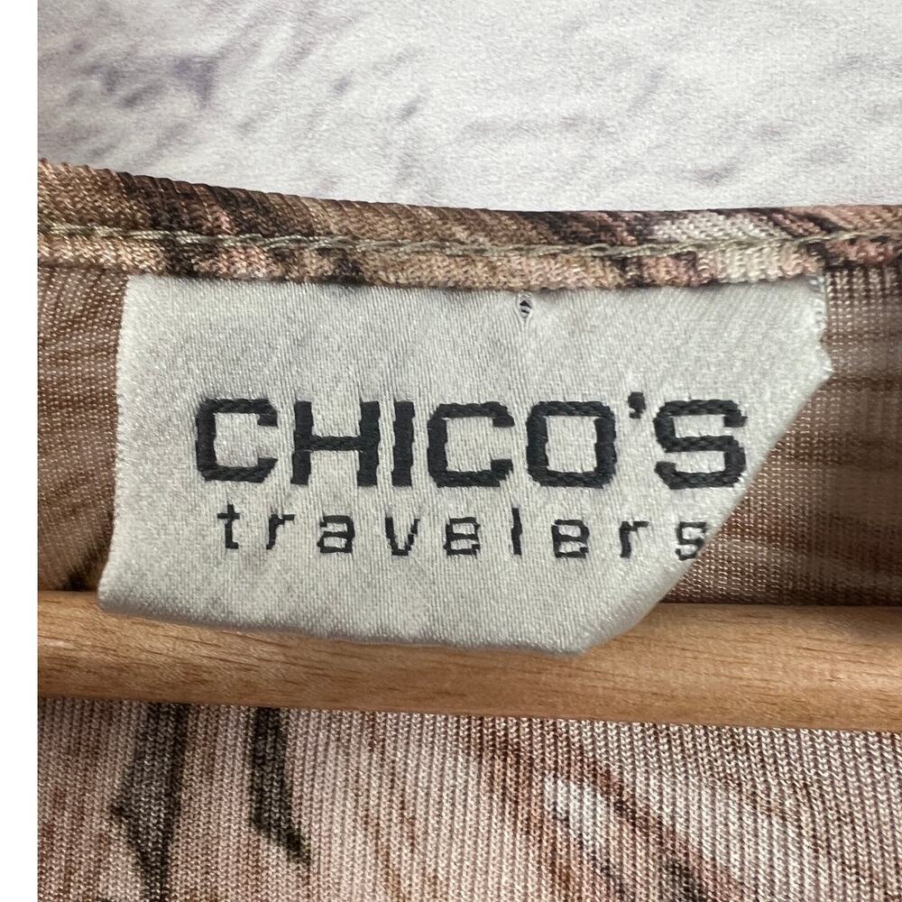 Chico's Travelers Womens M Resortwear Vacation Coastal Tropical Floral Blouse - Picture 6 of 11